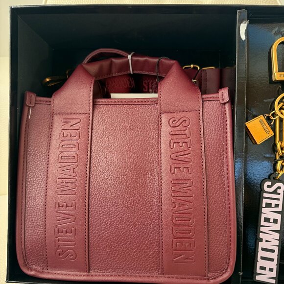 NWT &  BOXED STEVE MADDEN BWEBBER E SATCHEL CROSSBODY BAG CHRAMS KEYRING - Picture 2 of 6